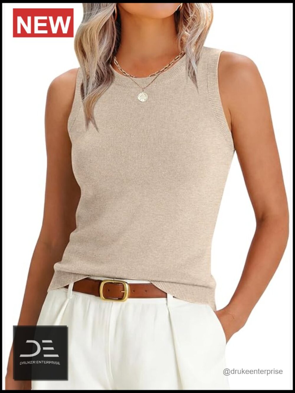 Wool Blend Sleeveless Tank Top - Soft Fitted Business Casual Sweater